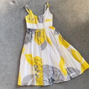 ♦ Anthropologie Maeve Floral Yellow White Totally Spring Dress 100% Cotton US2